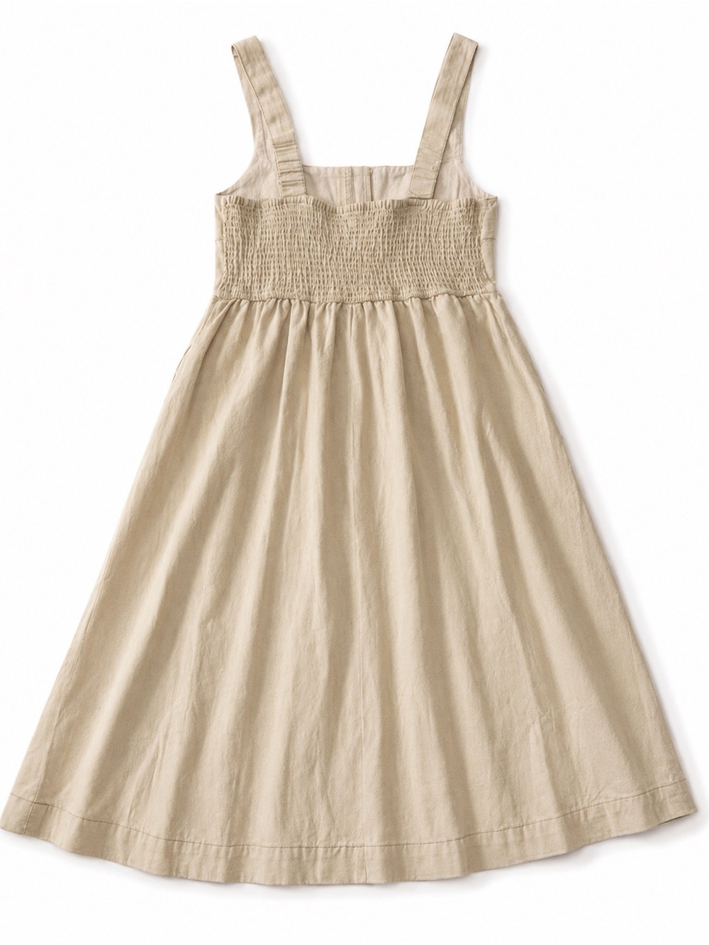 NWT Boutique 100% Cotton Corset Midi Dress Pockets Oatmeal Medium - Picture 4 of 13